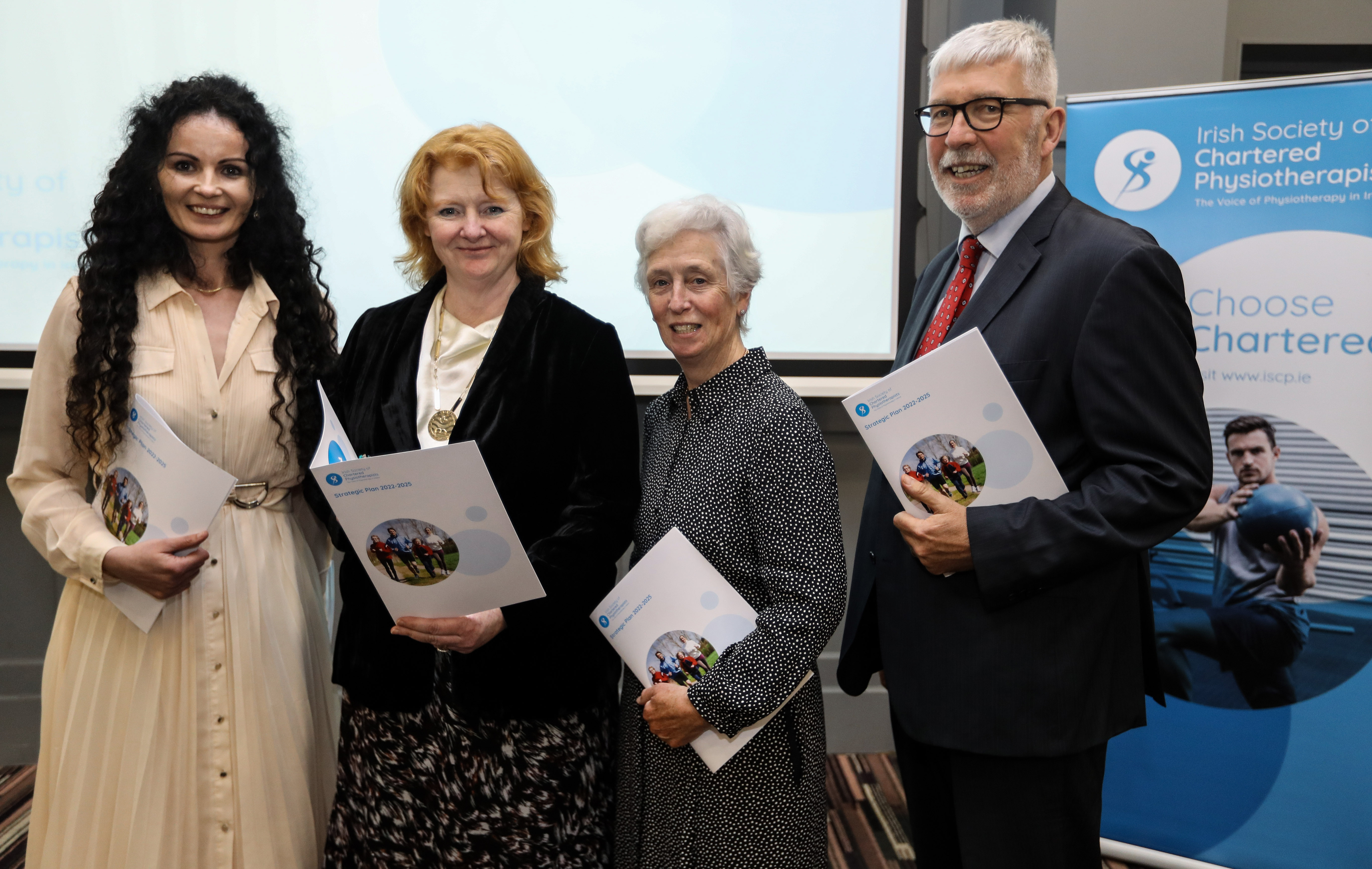 Launching the ISCP Strategic Plan 2022-2025  L-R are: Head of Professional Development Rachel Maguire, President  Gay Peart-Murphy, Professional Advisor Esther-Mary D’arcy and CEO Ruaidhri O’Connor